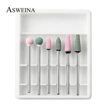 

6pc Corundum Nail Drill Rotary Diamond Milling Cutter Stone Bit Electric Manicure Pedicure Burr Cuticle Remove Tool Accessories