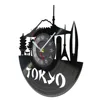 Japan Tokyo Skyline Decorative Wall Clock For Enterprise Office Japanese Cityscape Vinyl Album Record Watches Japan Souvenir 2