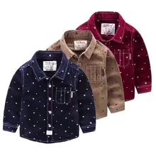 Рубашки для маленьких мальчиков, хлопковая Вельветовая рубашка для мальчиков, школьные рубашки с короткими рукавами для мальчиков, Детская рубашка с принтом звезды