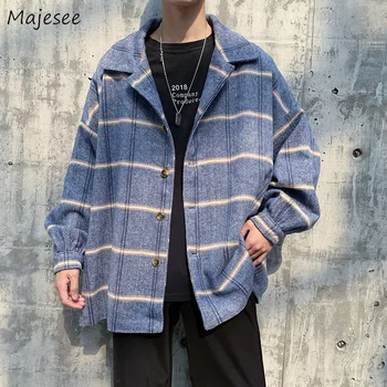 

Men Coat Winter Warm Plaid Big Size Windproof High Quality Mens Coats and Jackets Korean Overcoat Streetwear Stylish Clothes