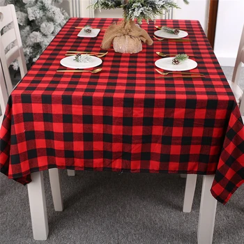 

Black Red Plaid Linen Christmas Table Runner Placemat Tablecloth Mat Wedding Xmas New Year Party Banquet Home Decor 63036
