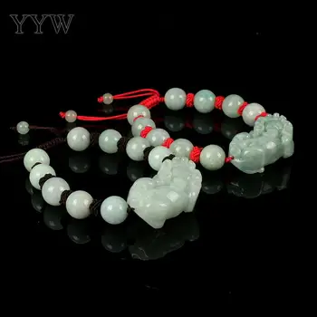 

Jadeite Jade Pixiu Bracelet Jewelry Natural Jade Red String Bracelet Jewelry For Unisex Daily Wear Length Approx 7 Inches