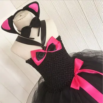 

Toddler Girls Cat Cosplay Costume Set Tulle Tutu Dress Ears Headband Bowtie Tail N1HB