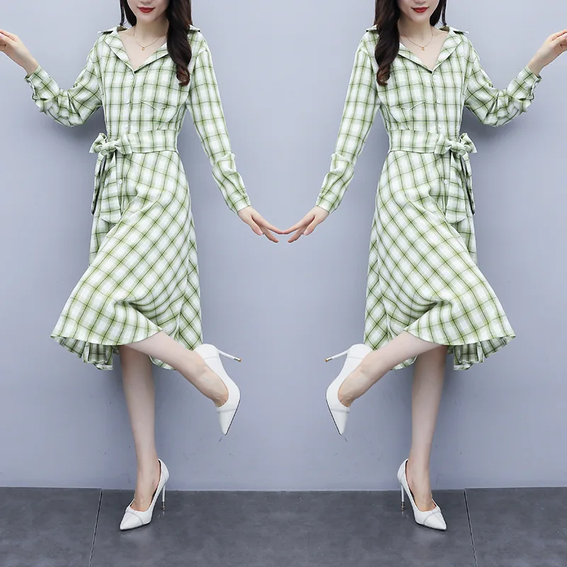 

Autumn WOMEN'S Dress 2019 New Style Popular Skirt Mid-length Waist Hugging Slimming Elegant Fairy Immortal