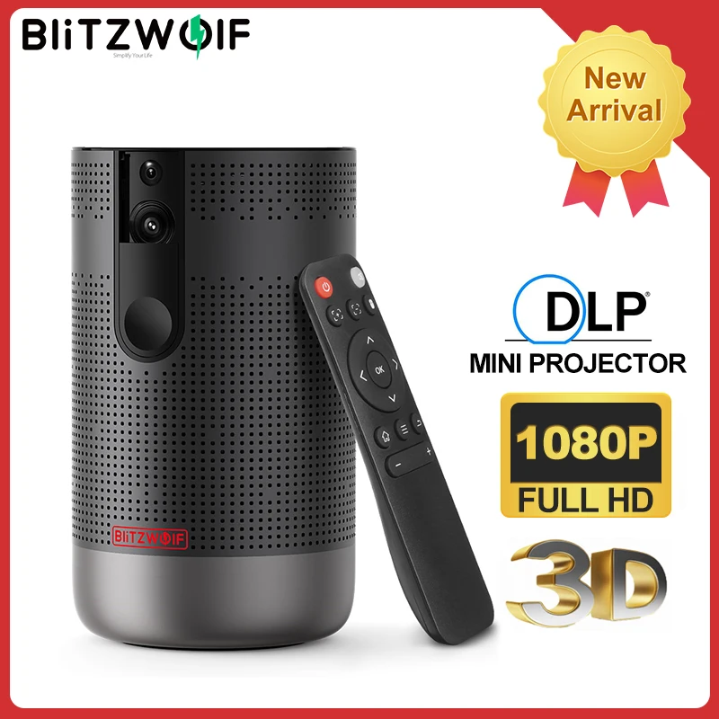 Blitzwolf BW-VP4 1920x1080 completo hd projetor android 7.1 (2g + 16g) 5g wifi dlp proyector suporte 4k 3d zoom jogo de vídeo beamer-0