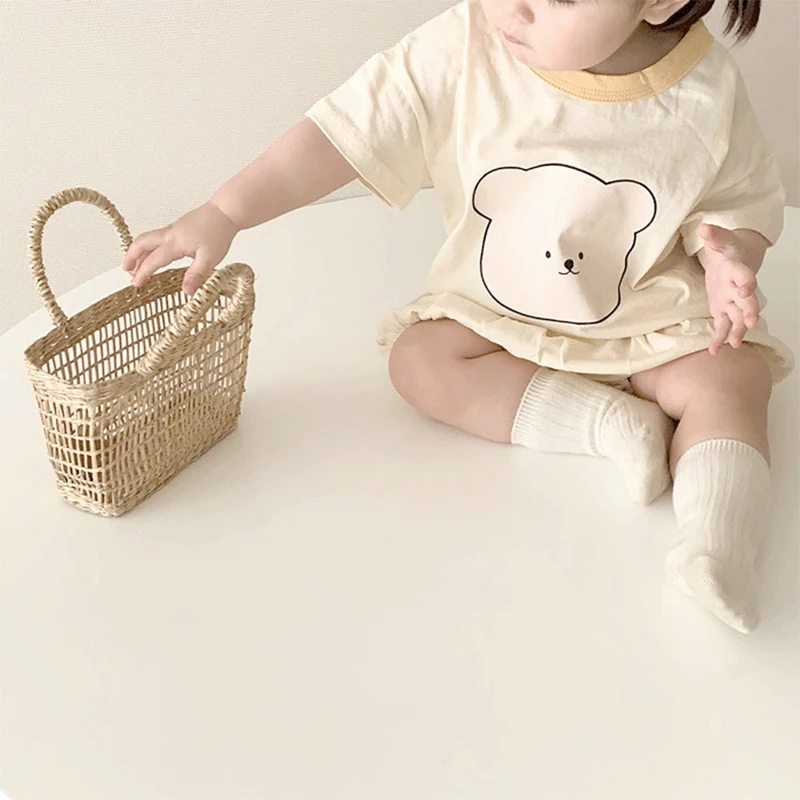 Cotton Summer Baby Clothing Set Bear Print Tshirt and Bloomer