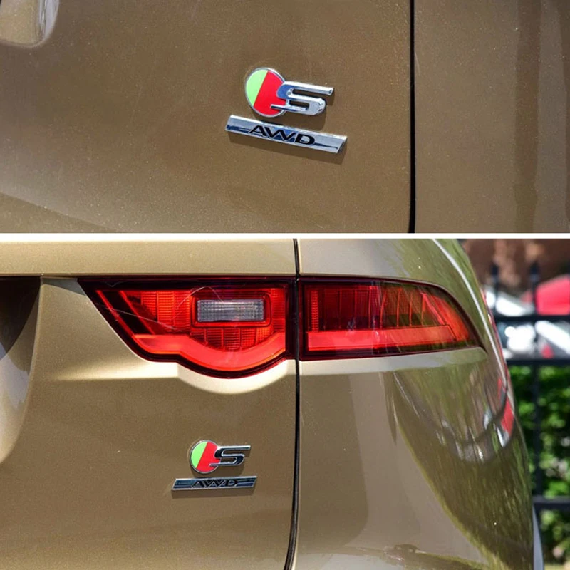 AQTQAQ 1Pcs 3D Metal 25T 35T AWD Car Side Fender Rear Trunk Emblem Badge Sticker Decals for Jaguar F PACE accessories decoration|Наклейки