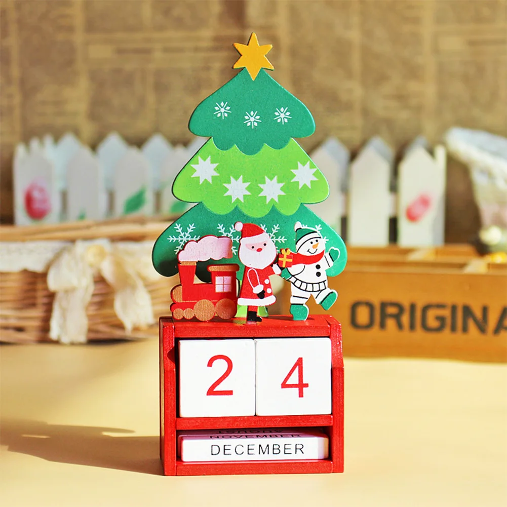 

Cute Reusable Table Ornament Home Advent Countdown Christmas Calendar Decoration Wooden Hotel Building Blocks Kids Gift