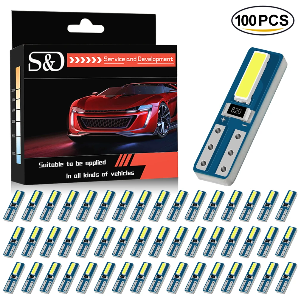 

100/50/20Pcs T5 Led Bulb W3W W1.2W Led Canbus Car Interior Lights Dashboard warming indicator Wedge Auto Instrument Lamp