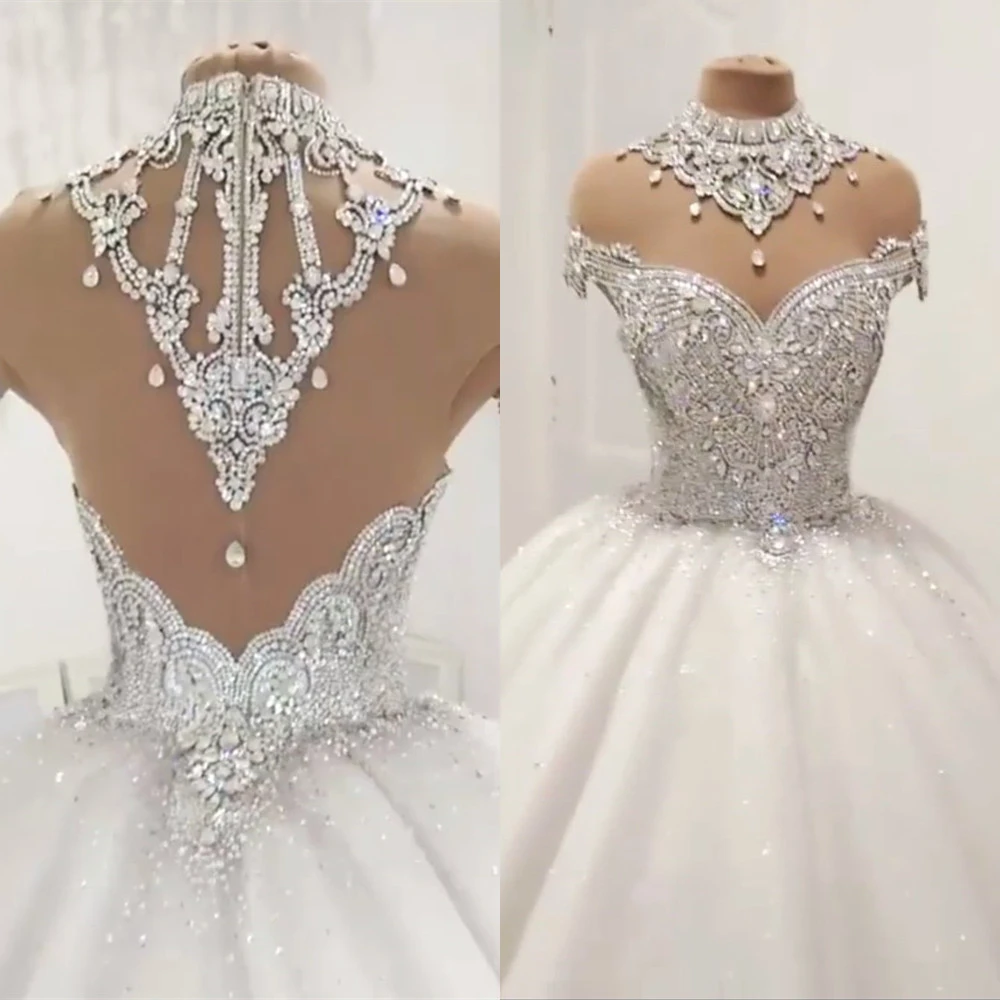 Puffy wedding dresses with diamonds Clearance
