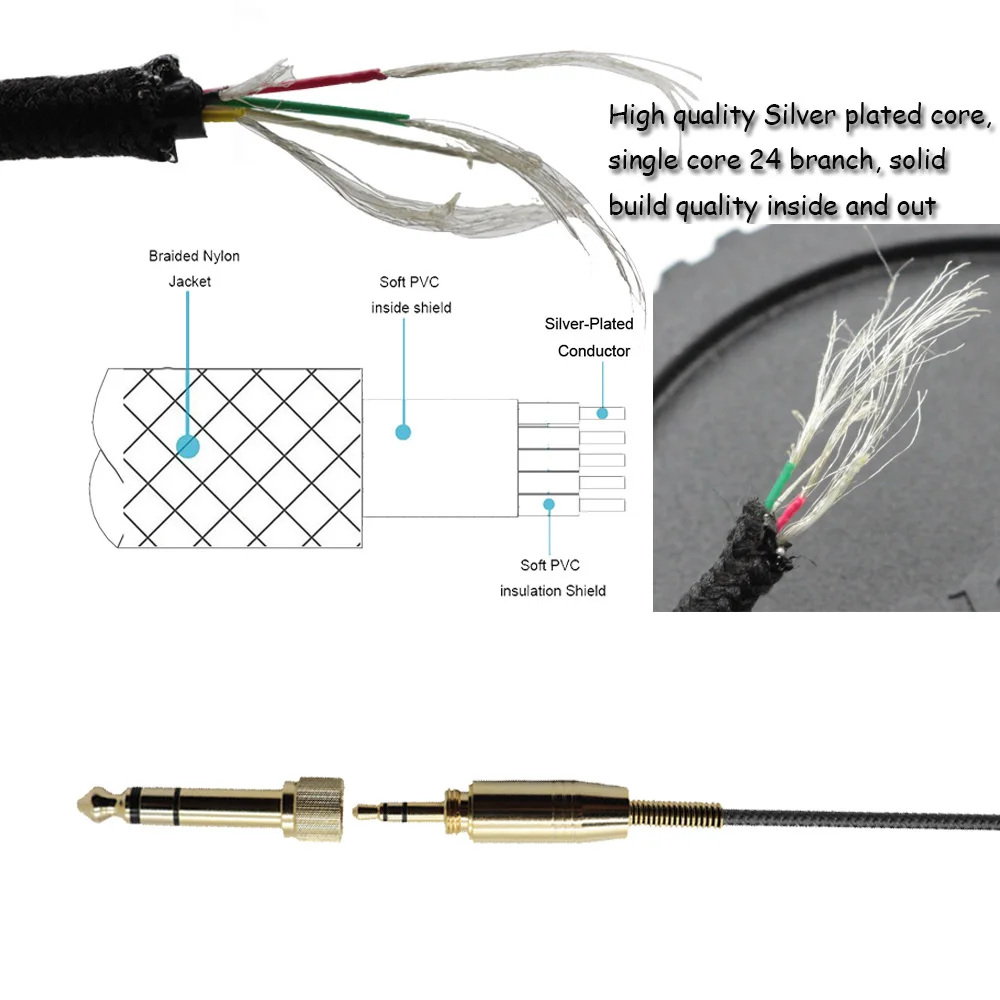 DIY Replacement Headphone Cable Cords for Sennheiser HD560 HD580 HD600 HD650 HD540 HD420 Headphone Cable Upgrate Audio Cable