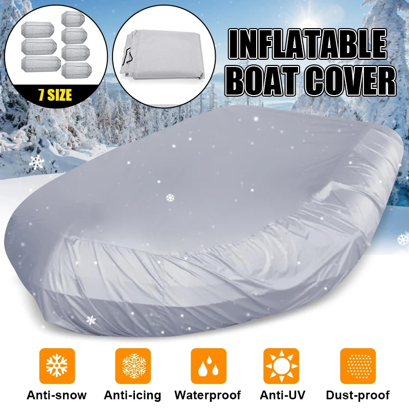 

Marine Boat Cover 7.5-17ft Waterproof Dustproof Anti UV Ice Snow Inflatable Boat Dinghy Fishing Rubber Boat Kayak Sun Cover