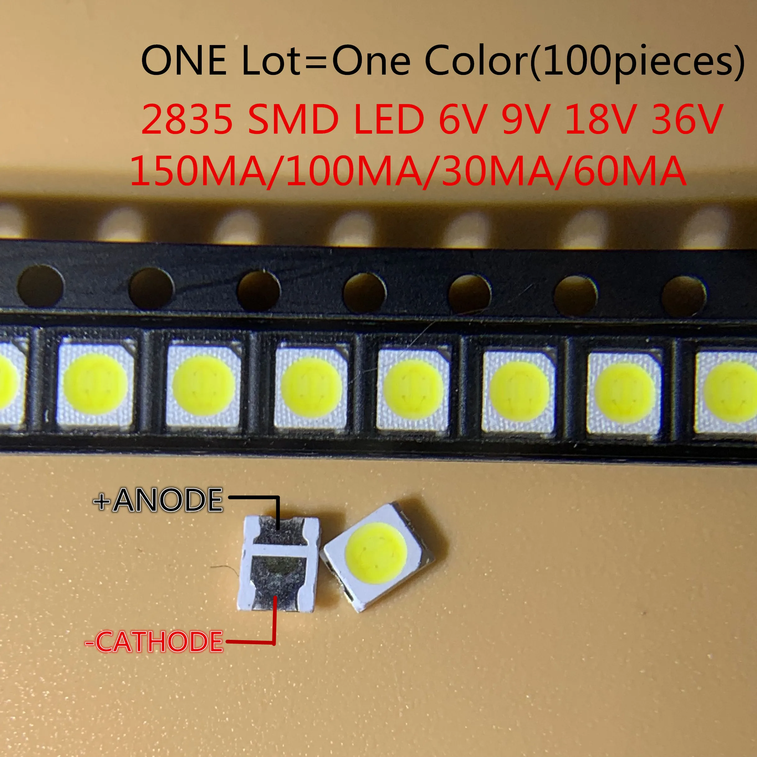 Высокая Яркость SMD СВЕТОДИОДНЫЙ 2835 1 Вт белый 100 шт./лот 6V 9V 18V 36V 150MA/100MA/30MA/60MA/ |