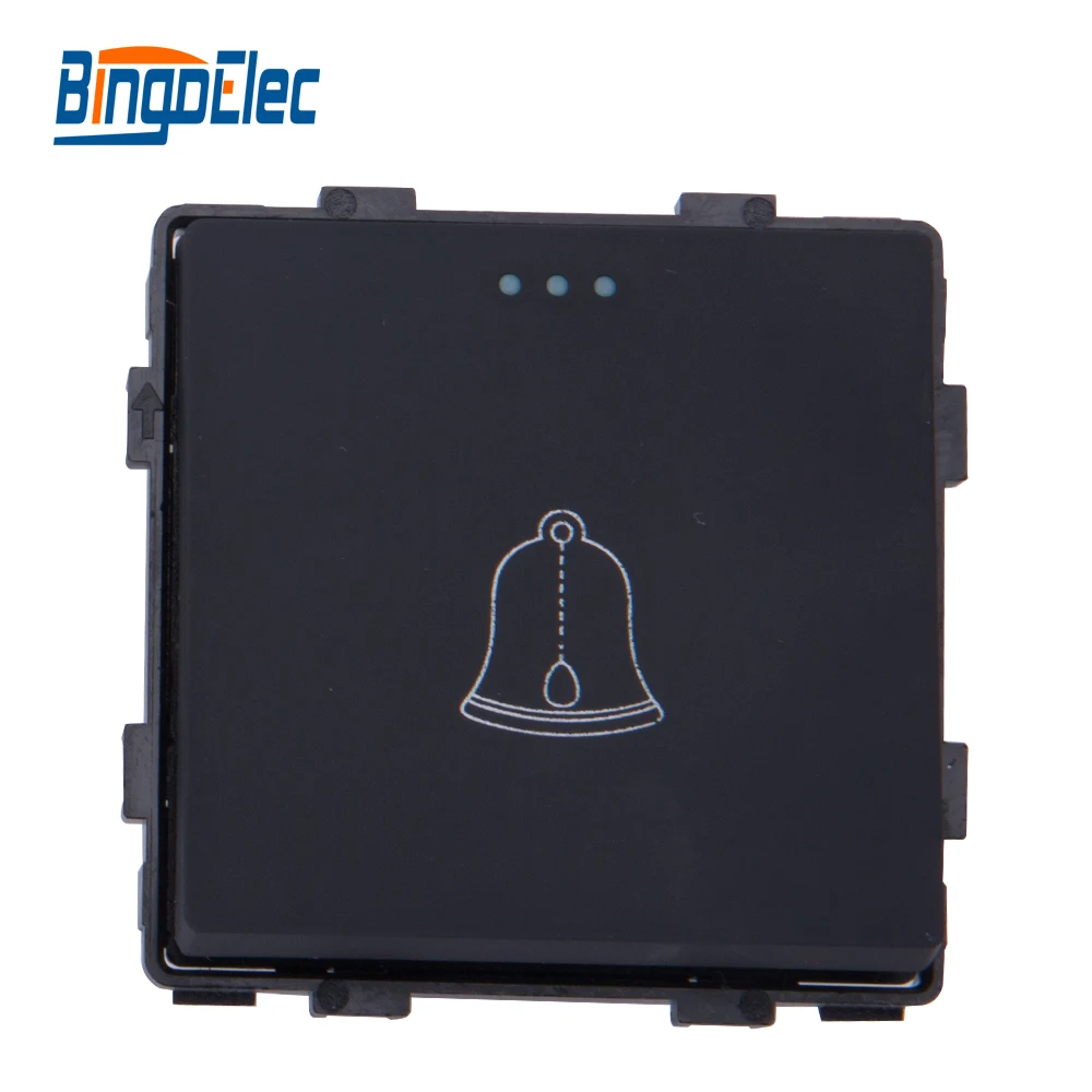 普通门铃开关 黑色 正面