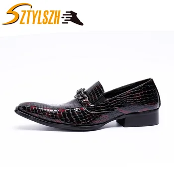 

Luxury Brand Office Snake skin Men Dress Shoes Wedding Man Shoe Oxfords Suit Shoes Man Flats Patent Leather Shoes Zapatos Hombre