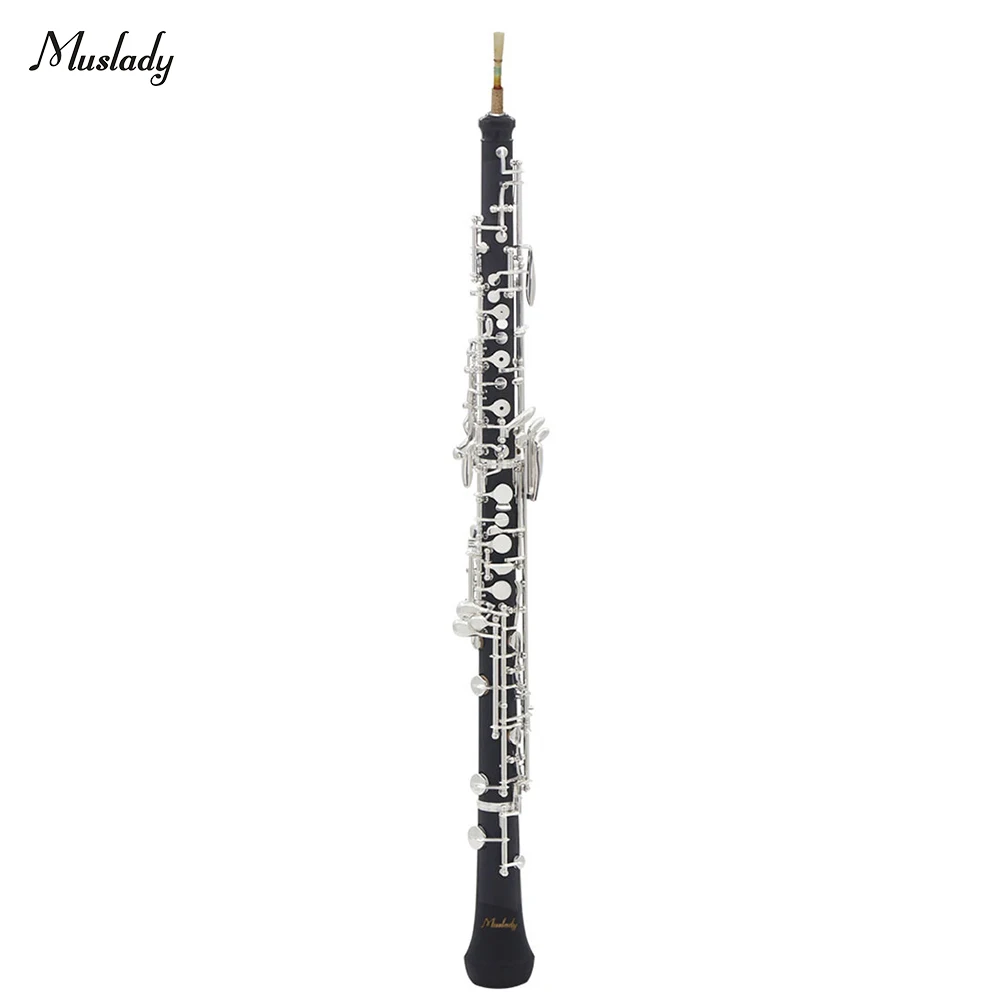 

Muslady Professional C Key Oboe Semi-automatic Style Silver Plated Keys Woodwind Instrument with Oboe Reed Gloves Leather Case