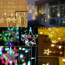 Christmas LED Light Decorations For Home Navidad Kids Baby Shower Birthday Wedding Bachelore Party Curtain decor Star String
