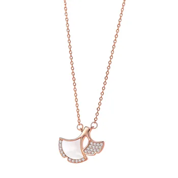 

S925 Sterling Silver Ginkgo Leaf Necklace Female Net Red Ins Light Luxury Niche Design Wild Clavicle Chain Jewelry