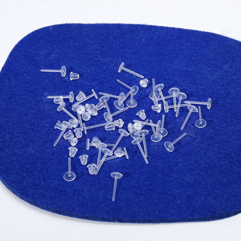 50/200 Pcs 3mm Invisible Plastic Soft Silicone Rubber Earring Base Pins Stud Earring Piercing Retainer for DIY Earring Findings