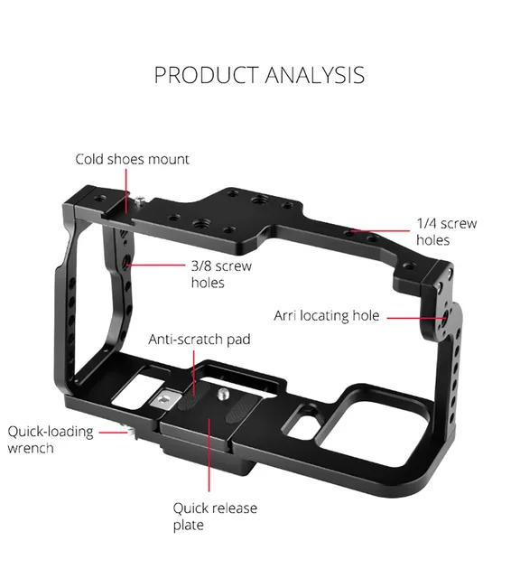 For BMPCC 4K 6K Camera Cage w/ Top Handle Grip Bar Video Film Movie