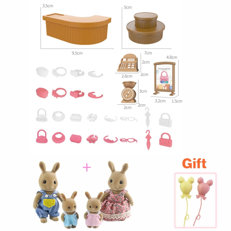 1/12 Simulation Forest Rabbit Family Dollhouse Critters Handbag Shop Furniture Accessories Toys for Girls Gifts 6