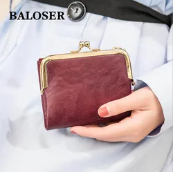 BALOSER Women Leather Bifold Pocket Coin Wallet High Quality Credit Card ID Holder Zipper Purse