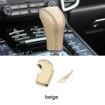

lsrtw2017 cowl leather car gear lever cover for porsche cayenne 2011 2012 2013 2014 2015 2016 2017 shift knob