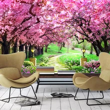 На заказ любой размер 3d обои цветок море вишня цветение дерево дорожки 3D ТВ фон украшение стены Настенные обои