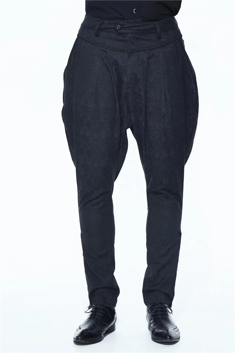Devil Fashion Men Steampunk Retro Harem Pants High Waisted Slim Causal Long Trousers Formal Party Long Pants