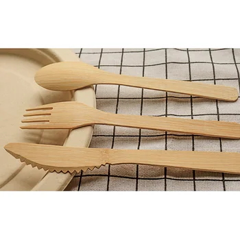 

Disposable Wooden Cutlery 300 pack -Forks(100), Knives(100) and Spoons(100), Perfect Alternative For Plastic