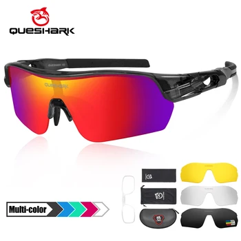 

Queshark 2020 New Design Polarized Sport Sunglasses For Men Women Cycling Running Fishing Driving Golf 4 HD Lens Exchangeable