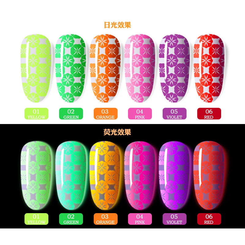 8 мл флуоресцентный Цветной Гель-лак для ногтей неоновый Esmalte светящийся полигель для ногтей Lakiery Hybrydowe гель uv Vernis для маникюра советы