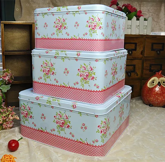 

Promotion!3pcs/set Large Iron Storage case Blue Love Metal tin box Candy can cookie box Multi-Use Storage container