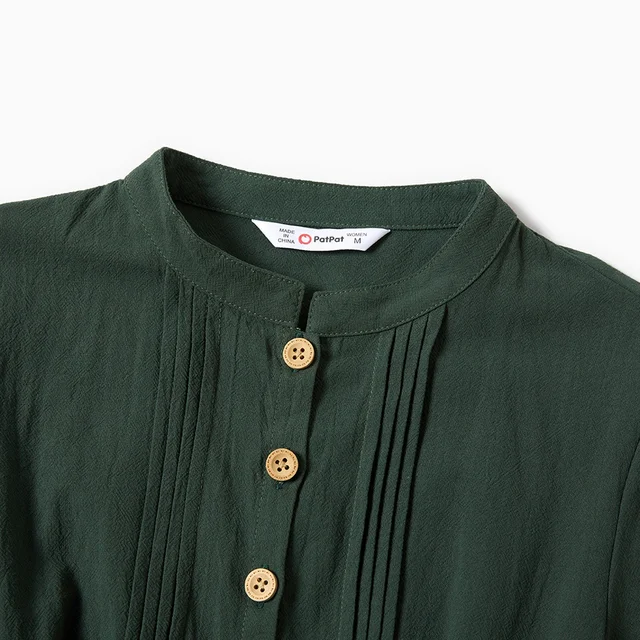 Dark Green Casual Family Matching Dresses 6