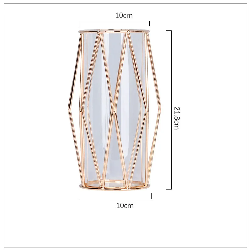 Ваза для цветов скандинавские украшения дома настольные стеклянные вазы для свадебного украшения Гидропонные цветы горшок нежные напольные вазы ZHP007 - Цвет: Gold Small