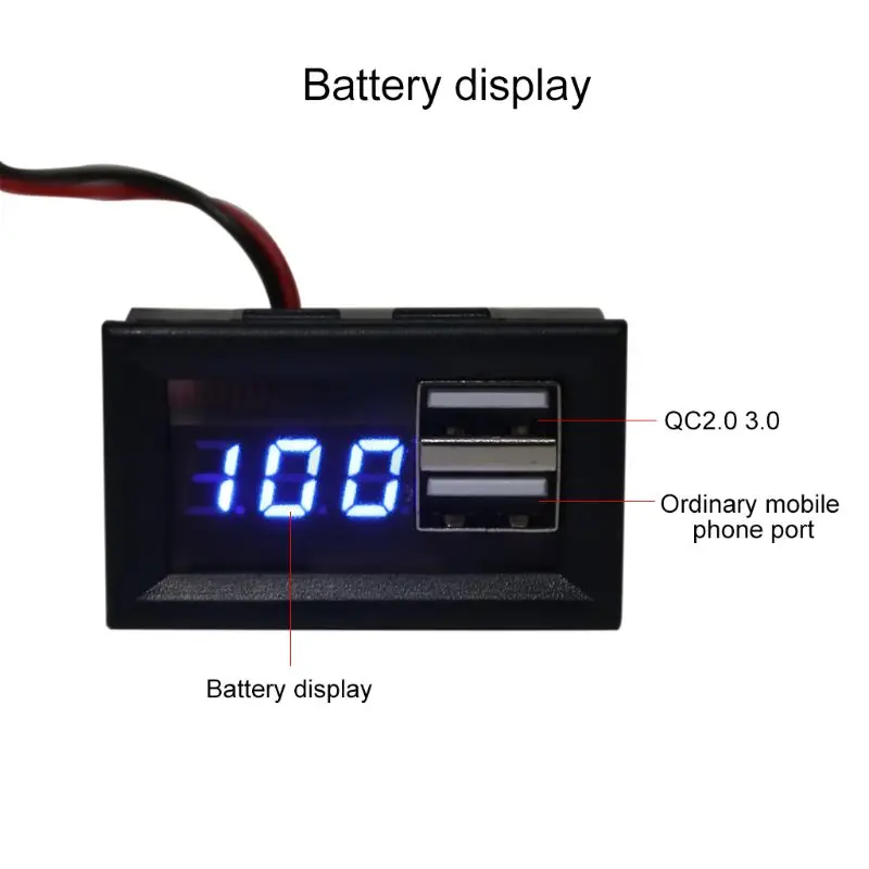 

12V LED Lead Acid Battery Capacity Indicator Voltage Gauge Power Meter with QC 2.0 3.0 Quick Charge USB Output Digital Display