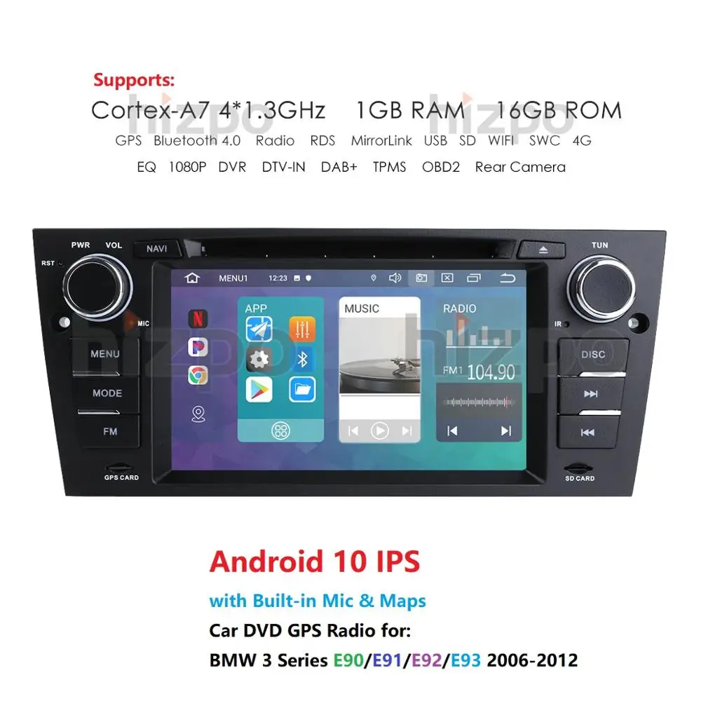 

Android 10 4G 64G car gps navigation Car Multimedia Player for BMW E90 E91 E92 E93 GPS Bluetooth Radio USB Steering wheel CAM-IN
