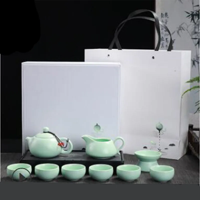 

Ceramic Kung Fu Tea Set Business Gift Wholesale Company Gift Japanese Tea Set Custom Logo Ceramic Gift Box hot Multi-color Optio