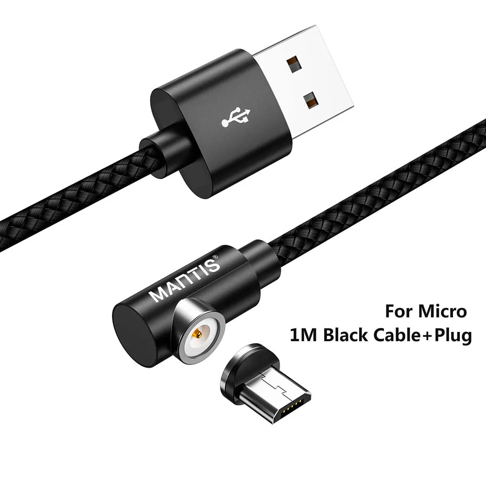Black Micro MANTIS 2 м Магнитный кабель Micro usb type C зарядный кабель для samsung iPhone 7 6 Android мобильный телефон провод для быстрого заряда шнур - Цвет: Black Micro