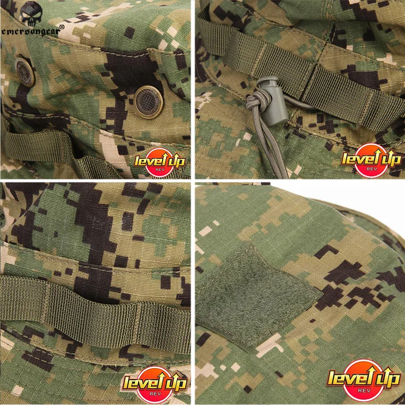 Camouflage Hat Tactical Hat Tactical Boonie Hat Emersongear Level Up Map Pocket Version for Mountaineering and Hunting