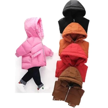 

Red/Black/Pink/Brown Color New Winter Parkas For Age 18M-6 Girls Boys Children Clothing Thick Coats Hooded Baby Kids Outerwear