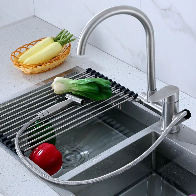 

2019 New Product 360 Swivel Kitchen Faucet With Pull Out Kitchen Tap Spray Water Gun Hot And Cold Multifunctional kitchen faucet