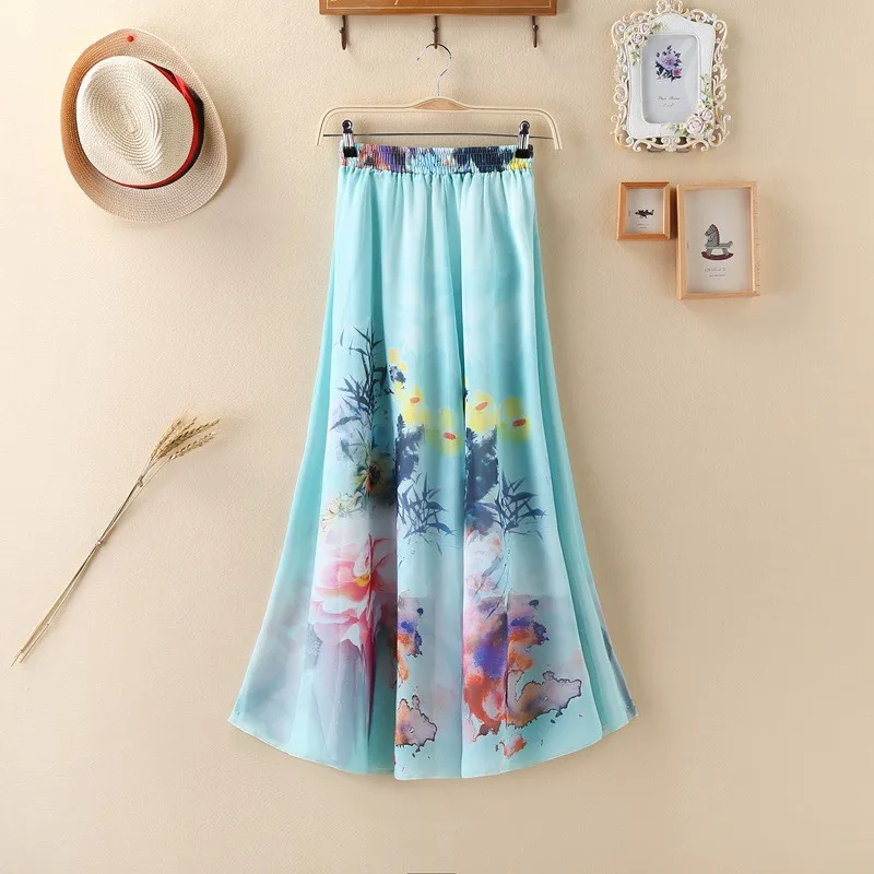 Шифоновые богемные юбки женские летние вечерние Харадзюку винтажные модные цветочные этнические богемные длинные юбки макси пляжная одежда - Цвет: Style Eight