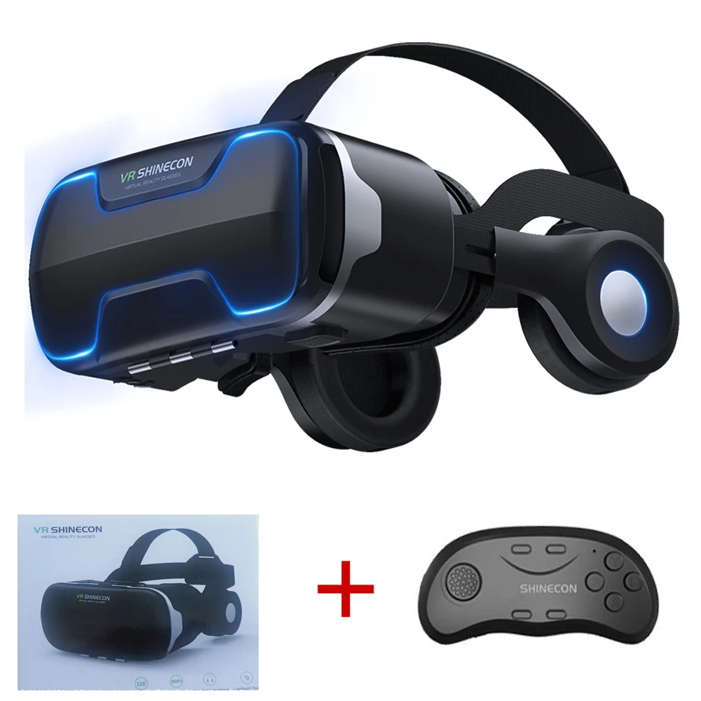 Оригинальная VR shinecon 8,0 стандартная версия и гарнитура Версия виртуальной реальности 3D VR очки гарнитура для шлема дополнительный контроллер - Цвет: Bundle 4