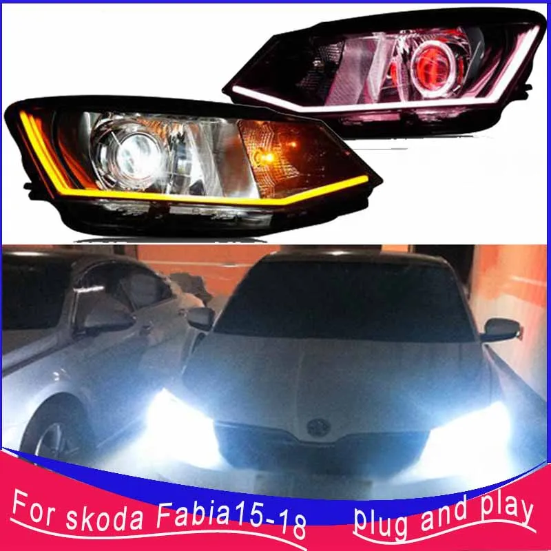 Car styling for skoda fabia headlights- HID xenon Head Lamp case for Skoda Fabia Bi-Xenon Lens low beam auto Accessorie