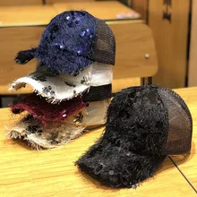 Новые летние сетчатые бейсболки для женщин, блестящие кепки с блестками и кисточками, дышащие кепки в стиле хип-хоп, модные Универсальные уличные кепки 54-58 см