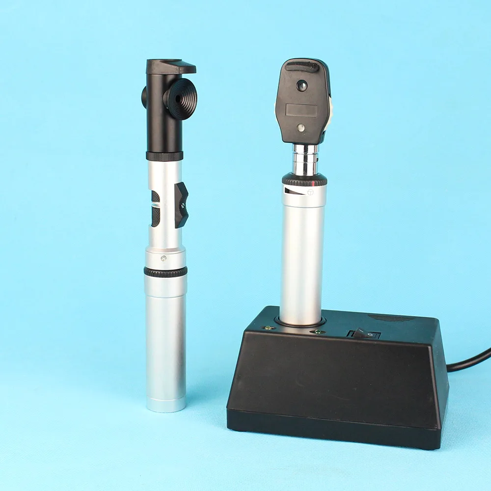 Optical Rechargeable Ophthalmoscope Retinoscope Combination Set Aluminium Case