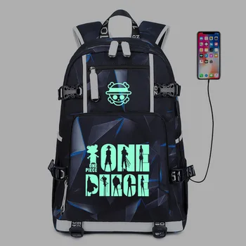 

Anime One Piece Luffy Cosplay Oxford Luminous USB Charging Port School Shoulder Bag Teentage Laptop Travel Backpack Gift
