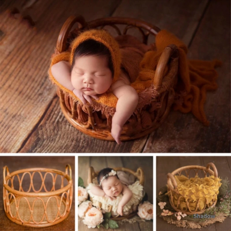 Baby Posing Props Infantil Photo Basket Baby Shooting Container Weaving Basket Newborn Photography Props Natural Props