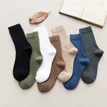 High Quality Men Socks Combed Cotton Cozy Breathable Simple Autumn Winter Socks Men Solid Color Stripe Leisure Cotton Socks Male